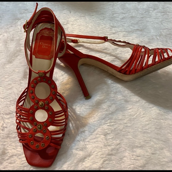 Christian Dior leather ankle strap sandals size 7 - Picture 1 of 6